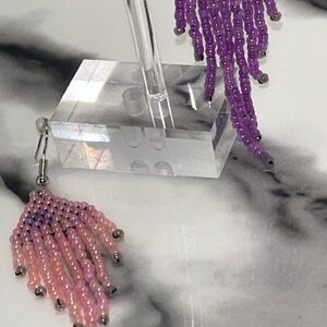 Pink & Purple Mini Fringe Earrings